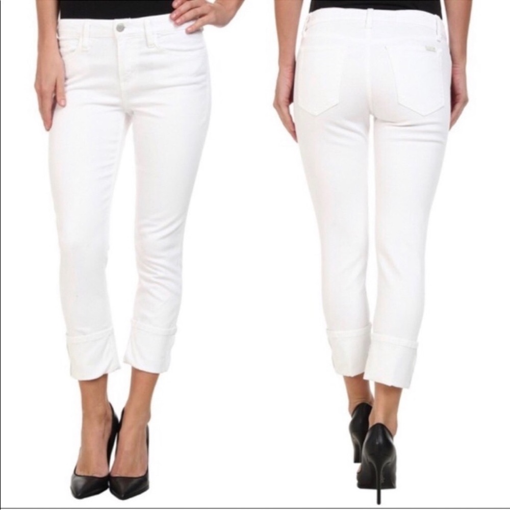 Joe’s Jeans Cuff Crop size 27 White Paint Wash Cropped Capri Mid Rise Stretch‎